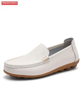 Comfortable Lightweight Leather Loafers Slip-Ons Driving Walking Mocs Boat Shoes